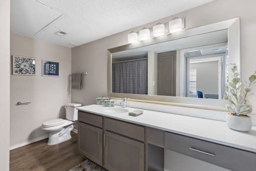 Bathroom With Vanity Lights at Wellington at Willow Bend, Plano