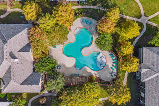 Birds eye view of the pool at Riachi at One21, Plano, Texas