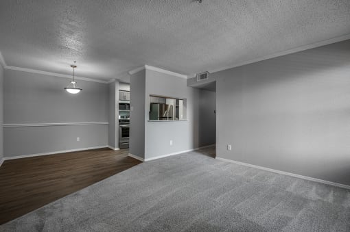 Carpeted Living Room at Wellington at Willow Bend, Texas
