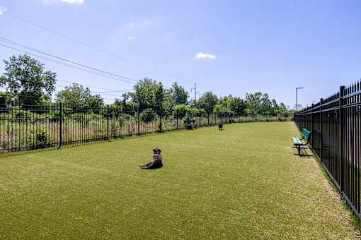 Fenced dog park with artificial turf at Timber Club Apartments, Missouri, 63304