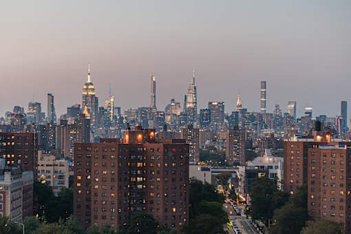 Brooklyn skyline view with manhattan in distance at 260 Gold Apartments, Brooklyn, 11201