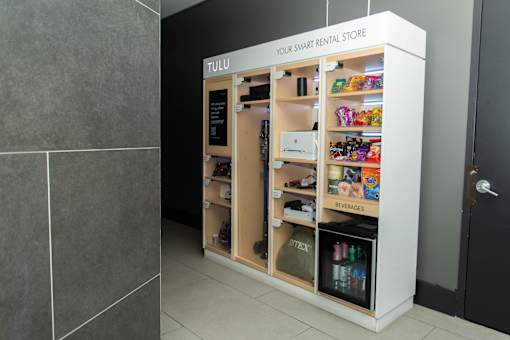 Smart rental store with beverage cooler and snacks at 1134 Fulton Street Apartments, Brooklyn, NY 11216