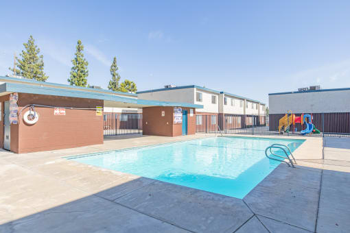 the swimming pool at our apartments