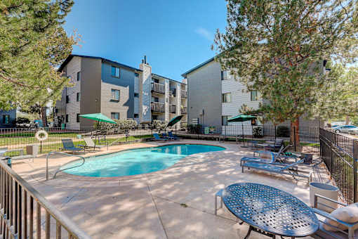 our apartments have a resort style pool and patio
