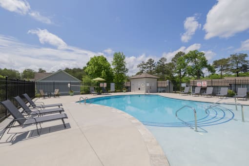 our apartments have a resort style pool with chairs