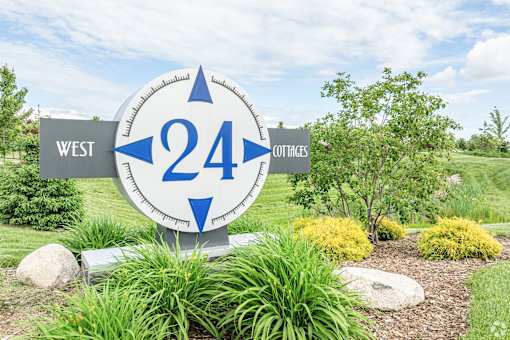 A sign with the number 24 and the word West on it.