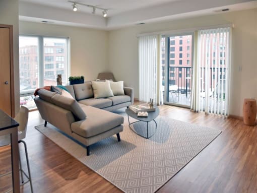floor to ceiling windows with city views