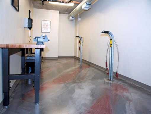 bike repair and bike storage room
