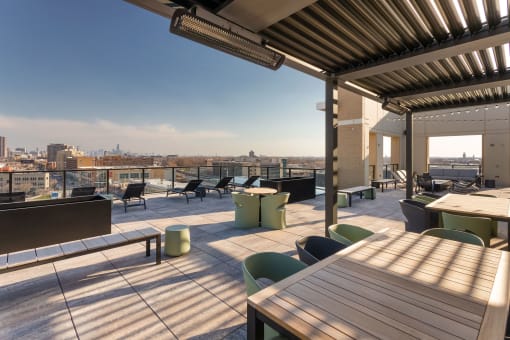 View of rooftop deck at Platform 4611 in Uptown Chicago at Platform 4611, Chicago