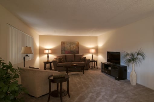 a living room with a couch and a chair
