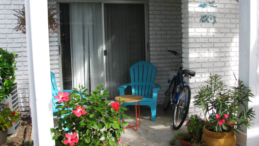 a bike parked in front of a house