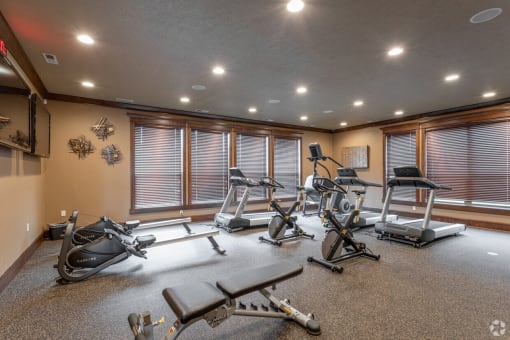 Fitness center with treadmills and other exercise equipment