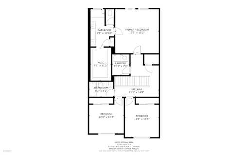 A floor plan of a house with a bathroom, laundry room, and two bedrooms.