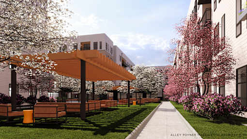 Courtyard Seating at Parallel Apartments, Omaha