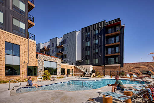 Swimming Pool Area at Clove Apartments, Omaha, 68114