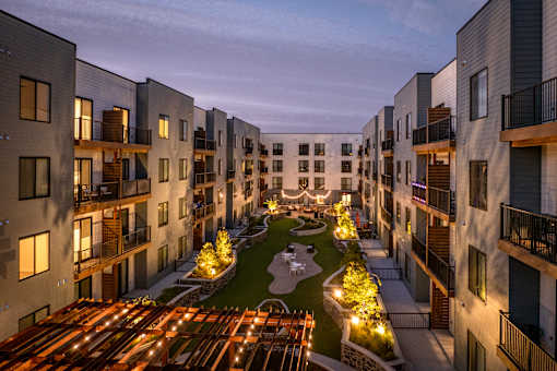 View of Courtyard at Clove Apartments, Omaha