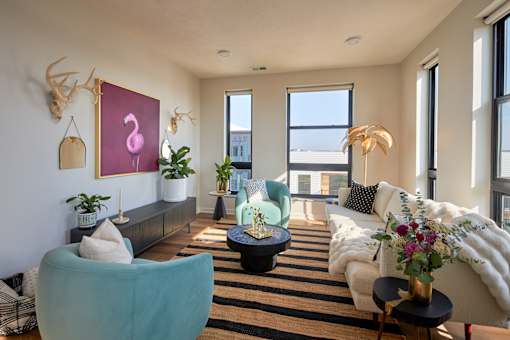 Contemporary Living Room at Parallel Apartments, Nebraska, 68106