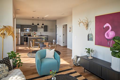 Spacious Living Room at Parallel Apartments, Omaha