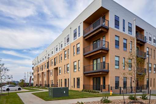 Building Front Exterior at Parallel Apartments, Omaha, NE