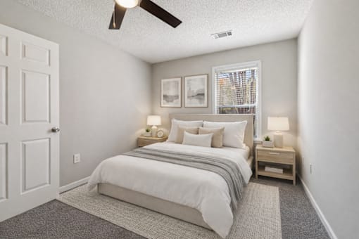 Bedroom with furnishings at Avalon Place Columbia SC