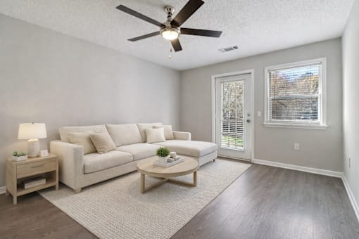 Living room with furnishings at Avalon Place Columbia SC