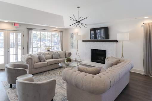 Community room with fireplace at Park at Meadow Ridge Montgomery AL