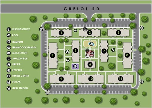 Property map showing amenities at Ashford Place Mobile AL