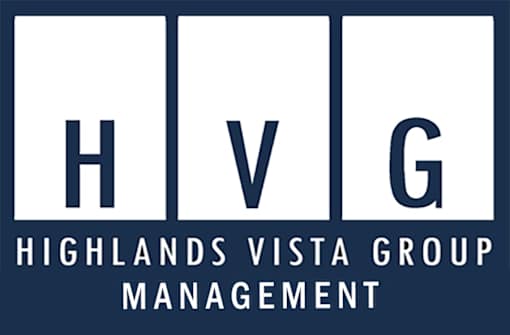 The image is a logo of Highlands Vista Group Management.