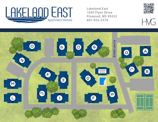 A map of apartment buildings at Lakeland East.