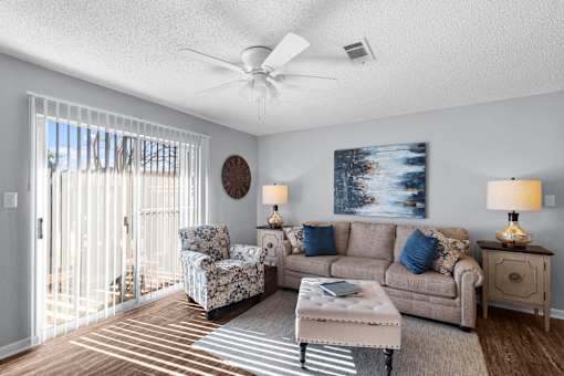 Bright Living Room at Lakeland East Apartments – Flowood, MS