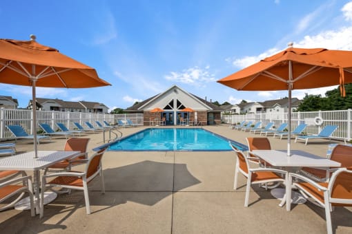our apartments have a pool and tables