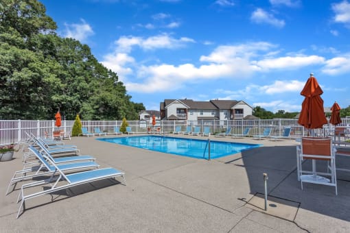 our apartments have a resort style pool with chairs