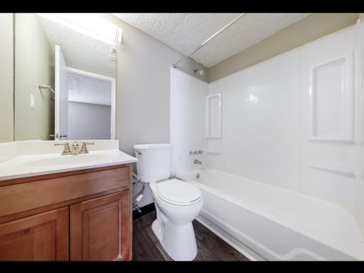 a bathroom with a toilet sink and tub