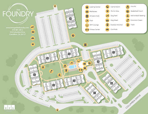 A map of The Foundry, a living community in Georgia.