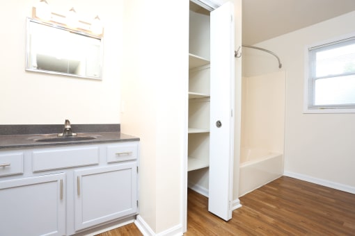 a bathroom with a sink and a bathtub