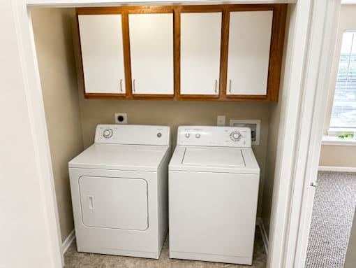 Washer Dryer Hookups only in Two-Bedroom Floorplans.  Washer & Dryer not included.