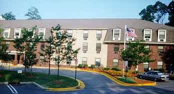 A building with a flag on top of it.