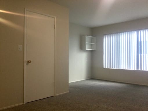 Carpeted bedroom and closet door