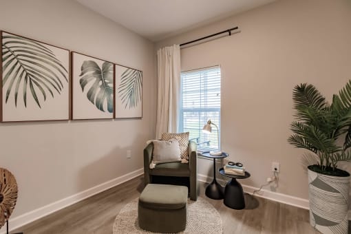 small room with a chair and