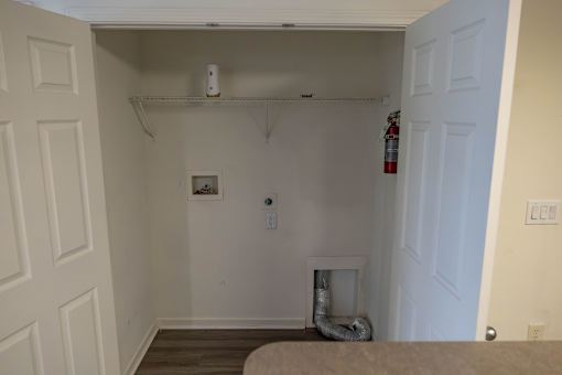 A photo of where a washer and dryer should go.