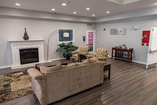 a photo of a seating area