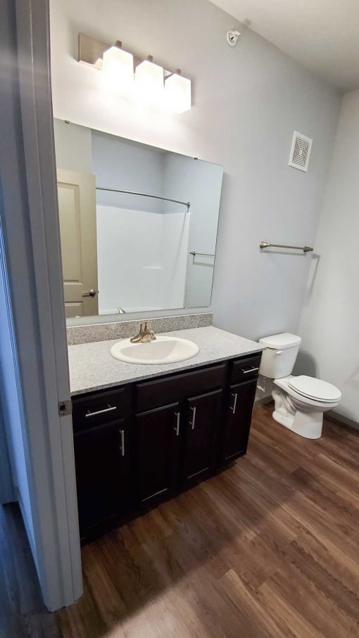 Bathroom with a sink and a toilet at Mosaic Apartments in Avon, Indiana