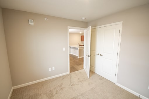 Empty bedroom at Meadows on Main in Whitestown, Indiana