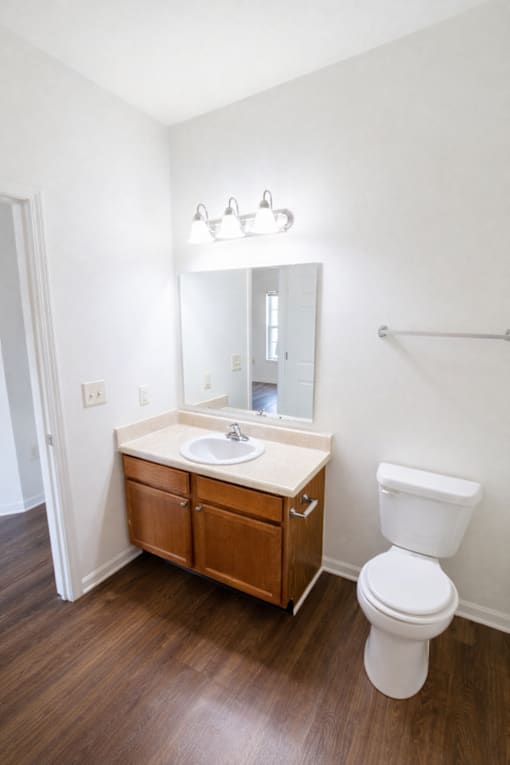 A white toilet sits next to a sink in a bathroom.