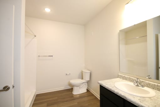 a bathroom with a toilet and a sink and a mirror