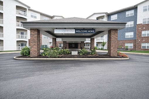 The entrance to a common area of a residential building.