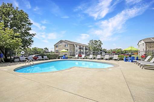 Heart shaped Blue Cool Swimming Pool at Southridge, Kansas, 66103