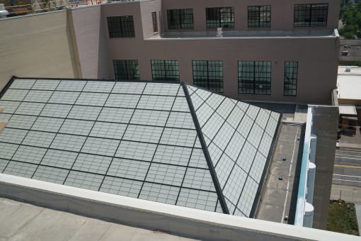 a view of the roof from above