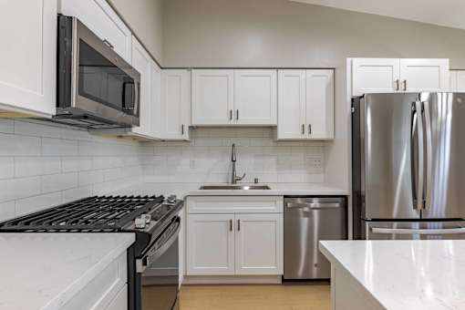 Modern Kitchen at Eastside Haven at 17th Apartments, Costa Mesa, CA