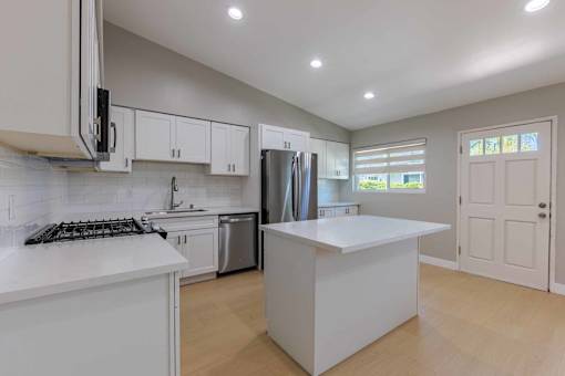 Family Kitchen at Eastside Haven at 17th Apartments, Costa Mesa